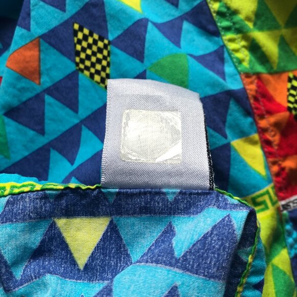 Versace Jeans Couture vintage 1990s rainbow greek key triangle print shirt - Picture 6 of 8
